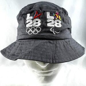 LA28 Olympic Paralympic Games Bucket Hat Charcoal Grey Cotton Quake City Caps